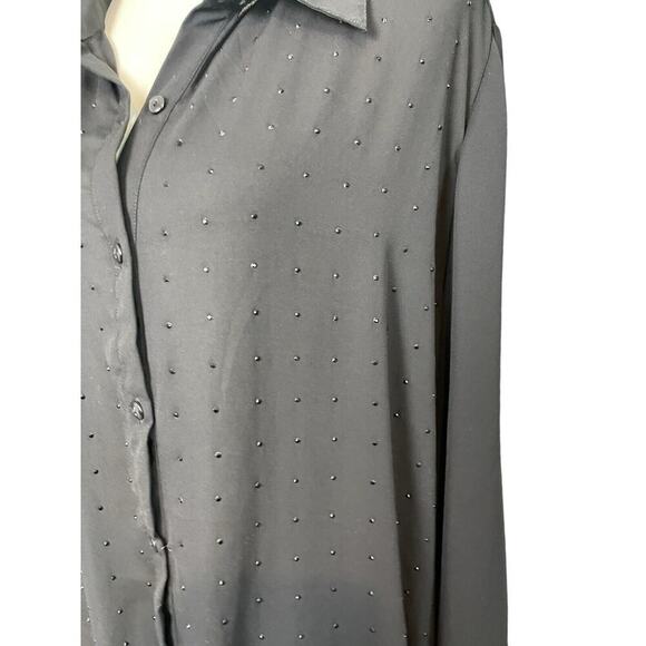 George Black Sheer Blouse Sparkly Women Size 3X NWT Flowy Dark Romantic Y2k NWT - Picture 4 of 13